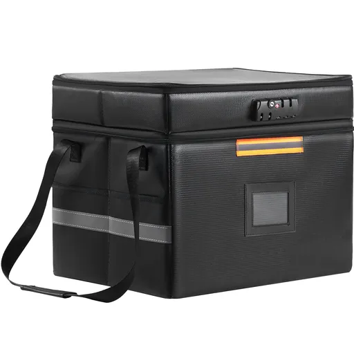 Fireproof Document Box, Fireproof Document Bag with Lock 2000_, Fireproof and Waterproof File Box 450x140x315 mm with Zipper & Handle, for Money, Documents, Jewelry and Passport