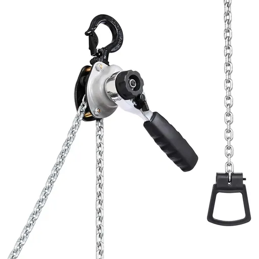 Manual Lever Chain Hoist 500KG Capacity 6M G80 Alloy Steel Chain with Dual Pawl Mechanical Brake and 360° Rotating Hooks