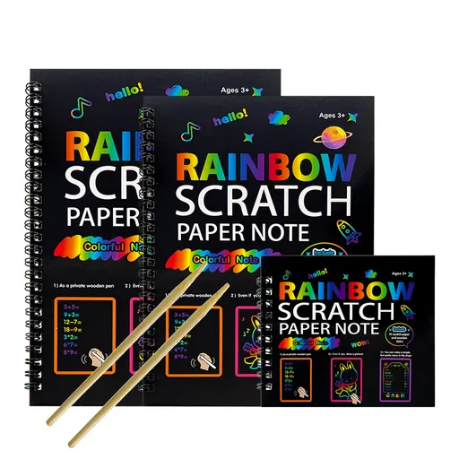 Scratch Art Kit 3-Pack DIY Rainbow Magic Drawing Books Multi-Size S M L