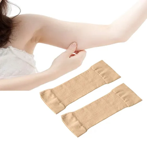 2 Pairs Arm Slimming Shapers for Women, Upper Arm Compression Sleeve Shaper, Arm Wraps for Flabby Arms, Beige