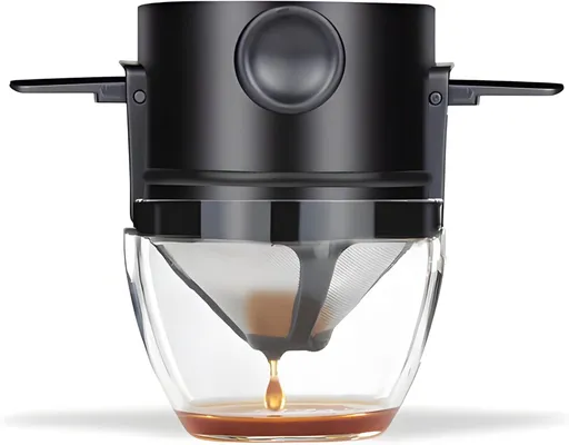 Reusable Stainless Steel Pour Over Coffee Dripper Filter Holder for Sustainable Slow Coffee at Home & Travel Black