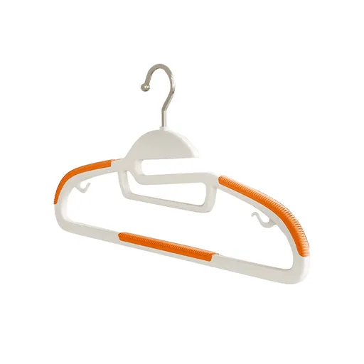 10 Pcs Plastic Clothes Hanger, 360 degree swivel hook with non slip shoulders and space saving windproof design, Orange