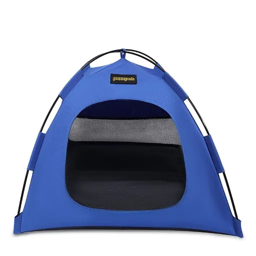 Blue All-Weather Portable Pet Tent with Dual-Sided Cushion & Insect-Proof Mesh – M Size 50 x 50 x 45 cm, Waterproof & Sun-Proof Outdoor Four Corner Dome Kennel for Dogs & Cats Travel Camping