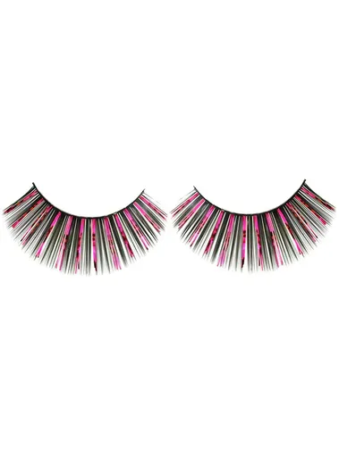 Long Black and Pink Tinsel False Eyelashes