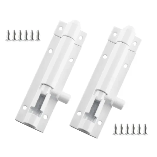 2Pcs 3 Inch White Solid Aluminium Slide Bolt Latch, Mini Door Barrel Bolts Latches, Solid Aluminium Thickened Security
