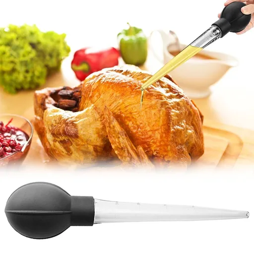 Turkey Baster for Cooking & Basting, Premium Heat-Resistant Baster Syringe for Hot Liquids, Detachable Round Bulb, Meat and Food Injector, Dishwasher Safe
