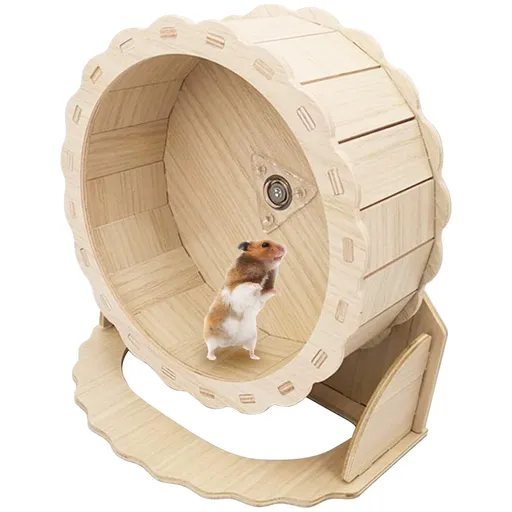 Hamster Wheels Wooden Silent Running Wheel for Gerbil, Mice, Guinea Pigs Dwarf Hamster (21cm)