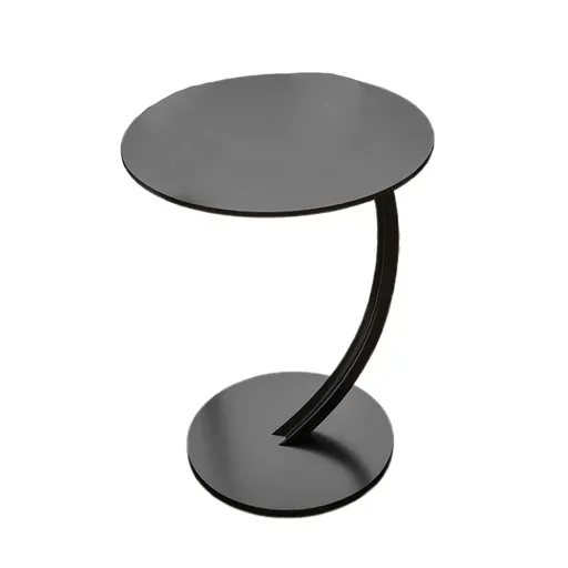 C Shaped Snack Side Table for Sofa Couch Small End Table for Living Room Bedroom - Black-Black