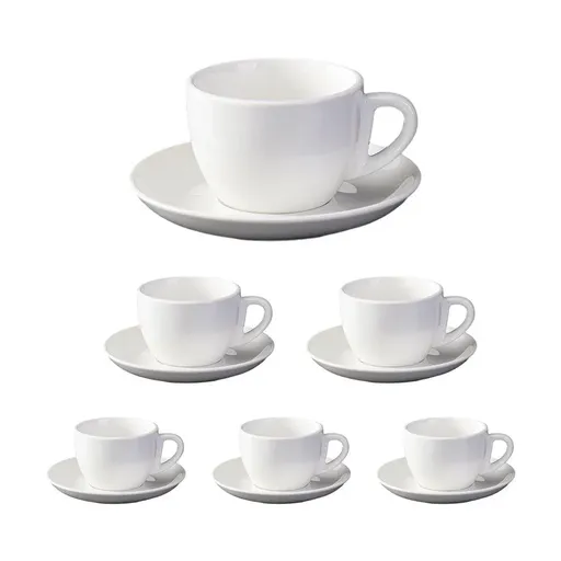 6PCS Ceramic Coffee Cup and Saucer Set Apricot Tea Cup with Ear Hotel Coffee Cup - 180ml