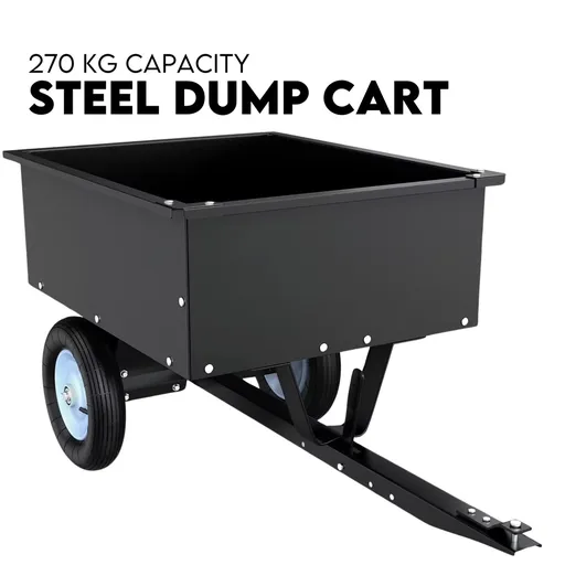 270kg Steel Dump Cart for Ride on Mower ATV Metal Garden Trailer