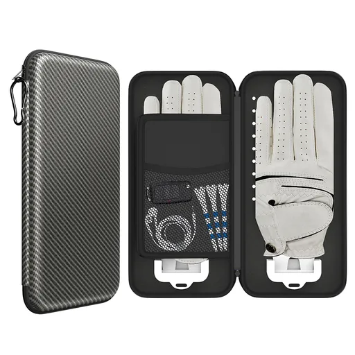 Grey Golf Glove Bag with Dual Glove Support Frame & Hook - Convenient Storage for Tees, Ball Markers and Golf Accessories