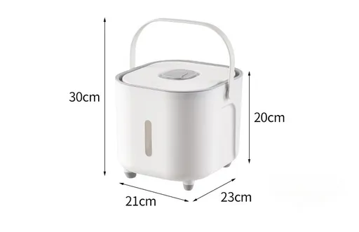 Large Capacity Rice Storage Container with Handle - Airtight, Press-to-Open Design for Convenient Rice Storage 21*23*20cm