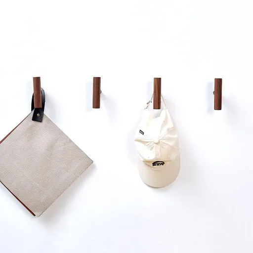4pcs Natural Single Coat Wood Coat Pegs Wall Mounted Vintage Single Organizer Hanger Wood Coat Hanger for Hanging Hat, Towel