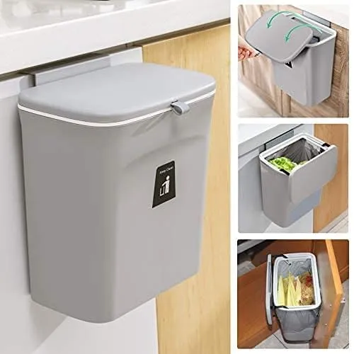 Wall-Mounted Kitchen Trash Can Space-Saving Design High-Quality Materials Easy-Open Lid Stylish Minimal Design
