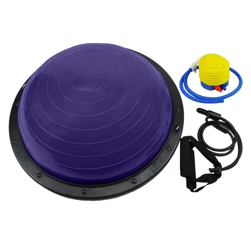 Powertrain 58cm Half Yoga Ball Balance Trainer Anti-Slip Stability Dome for Home Gym Core Fitness Workout Purple