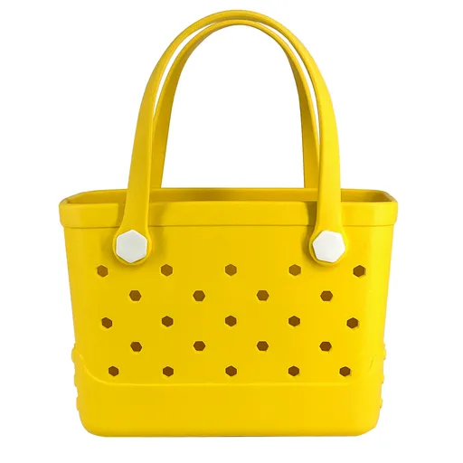 Waterproof Hexagon Mesh Beach Bag - Large Capacity Travel Storage Tote for Swimwear Towel Sunglasses - Yellow Small 28x21x11cm