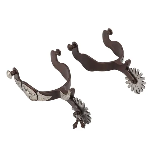 2 PCS Cowboy Horse Spurs Outdoor Garden Retro Spurs Saddlery Equipment with Cow Icon