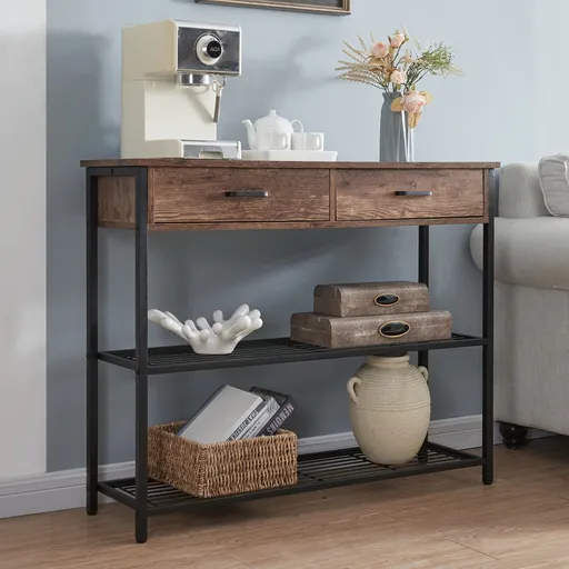 Entryway Table with 2 Drawers, Console Table with Storage Shelves, Sofa Table for Living Room, Entry Way Home Table for Couch, Hallway