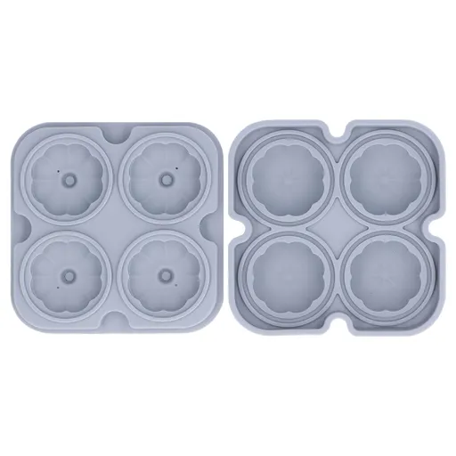 Pumpkin Ice Ball Mold 3D Pumpkin Shape Food Grade Silicone 4 Cells Easy Release Whiskey Ice Mold for Coffee Tea Cocktail Gray