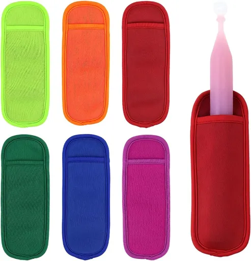 6 Pieces Ice Pop Neoprene Insulator Sleeves Reusable Popsicle Holders Ice Popsicles Bags Ice Pop Sleeves Popsicle Holder Sleeves Ice Pop Stick Sleeves(6 Colors)