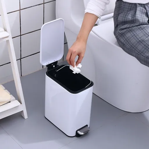 Small Trash Can with Lid,Rectangular Trash Can for Bathroom,Bedroom,Office,Garbage Can with Foot Pedal