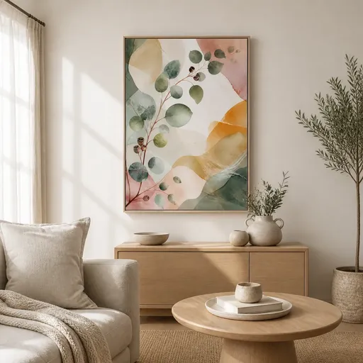 Eucalyptus Reverie Floating Frame Canvas Wall Art - Portrait - 40W x 50H cm - White