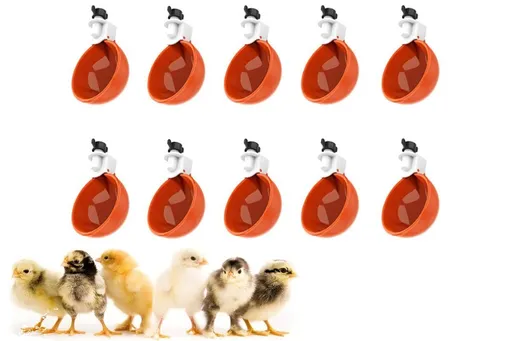 10Pcs Chicken Water Cup Feeder Automatic Drinking Bowl Poultry Cup-Orange
