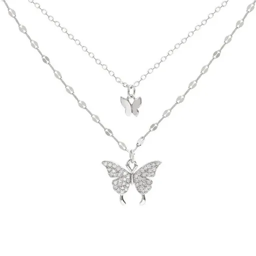 Layered Choker Necklace for Women Diamond Pendent Necklace for Mothers Day Trendy Jewelry Gift (butterfly)