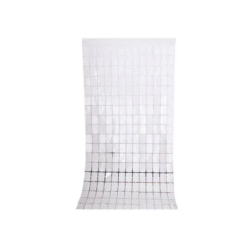 Rectangle Tinsel Curtain Shimmer Wall Backdrop 2M Length Party Decoration Sequin - White