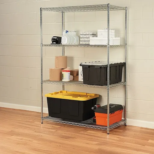 Wire Storage Rack – 90x35cm Chrome Shelving with Fixed Legs