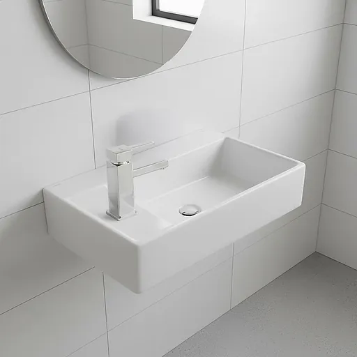 Small Compact Bathroom Cloakroom Hand Wash Basin Sink Ceramic Wall Hung