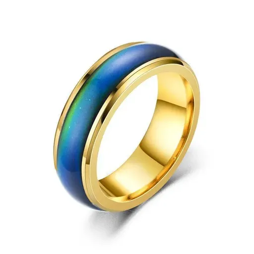 Mood Colour Changing Ring Temperature Sensitive Stainless Steel US Size 8 - Gold