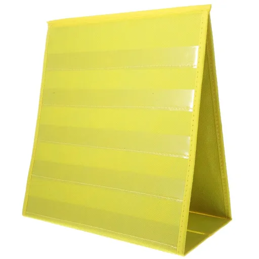 Yellow Non-Woven Fabric Foldable Self-Standing Tabletop Pocket Chart for Classroom and Student Use, 1 Set