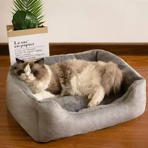 70x50x15CM Grey Premium Plush Pet Bed and Cozy Cushion Mat with Removable Flannel Cover & Non-Slip Waterproof Oxford Bottom for Cats Dogs Car & Home Universal Use