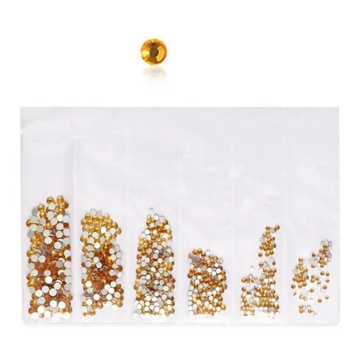 1440Pcs Glitter Rhinestones Crystal Clear Flat Bottom Glass Nail Art Nail Drill - Gold