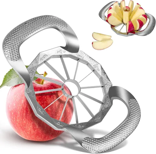 Apple corer, apple drill, fully metal apple corer and drill with 12 stainless steel blades, large apple corer for cutting apples up to 10 cm, comfortable wide non-slip handle