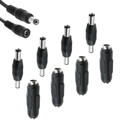 8Pcs 12V DC 5.5 x 2.1mm Female to Female Power Connector Adapter & DC 5.5 x 2.1mm Male to Male Power Plug Jack Connector for Led Strip Light CCTV Camera