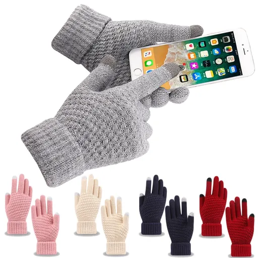 Women's Winter Touch Screen Gloves Warm Fleece Lined Knit Gloves Elastic Cuff Winter Texting Gloves Yellow