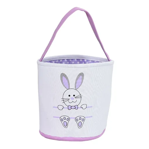 Cute Easter Bunny Canvas Basket Kids Easter Storage Gift and Egg Rabbit Basket for Children Party Decoration