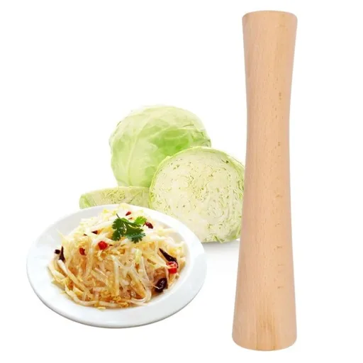 1 Pc 12 Sauerkraut Pounder,Pounder with Comfortable Grip,Solid Wood Kitchen Mallet,Masher Kitchen Tool for Garlic and Fruits,Muddler for Vegetable Fermentation (Beige)