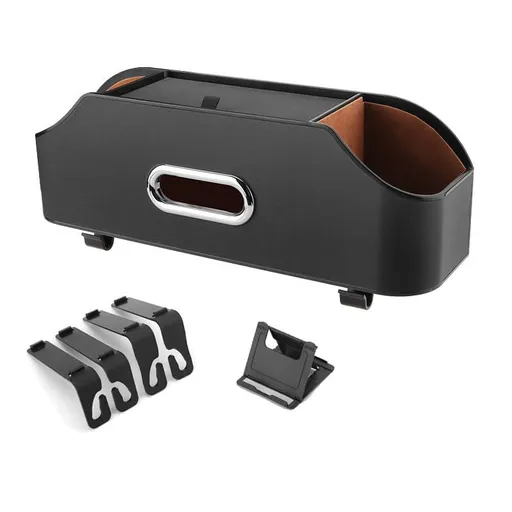 Car Headrest Back Seat Organizer with 2 Cup Holder & Tissue Box and Storage Box Hook kids Car Food Sauce Storage Holder Car