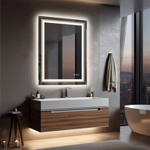 900*700MM Dimmable LED Bathroom Mirror Antifog Wall Mounted Vanity Makeup Mirror