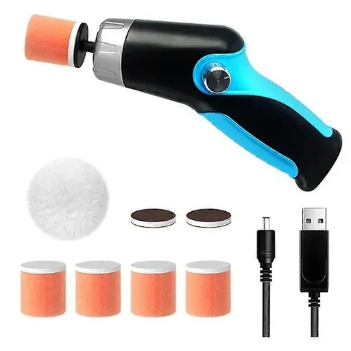 Cordless Car Polisher, Mini Portable Polishing Tool Kit for Car Care with 12V 2000MAh Charger, Microfiber + Metal material, Black/Blue Color Options