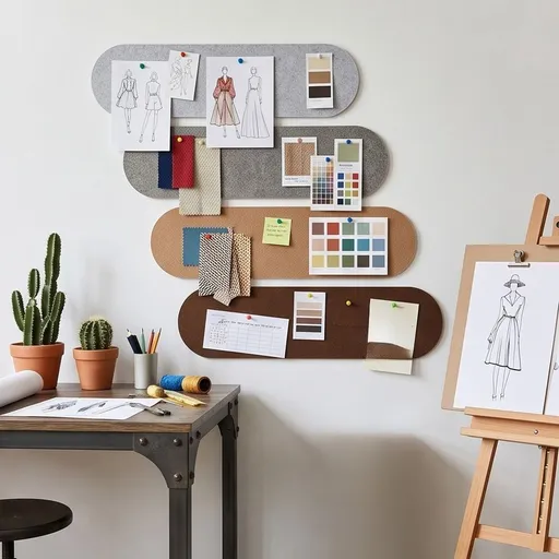 Updated Large Felt Bulletin Board, 23.62x15.74in Cork Board Alternative, 6 Customizable Adhesive Tiles, Perfect to Display Photos, Scalloped White
