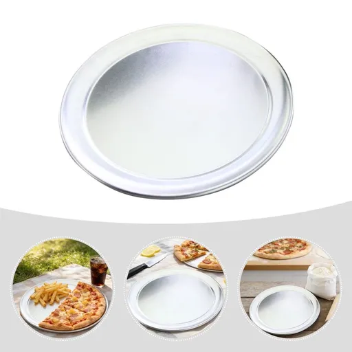 Reusable Plated Silver Baking Pan for Pizza Kitchen Multi Purpose Round Shaped Tray