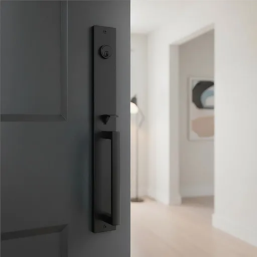 Matte Black Single Door Handle Set Dummy Front Entry Deadbolt Lock
