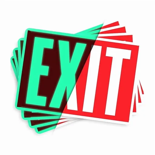 Exit Sign Stickers -Glow in the Dark - 4 Pcs, 12 Inch By 7 Inch - Illuminated Emergency Exit Signs for