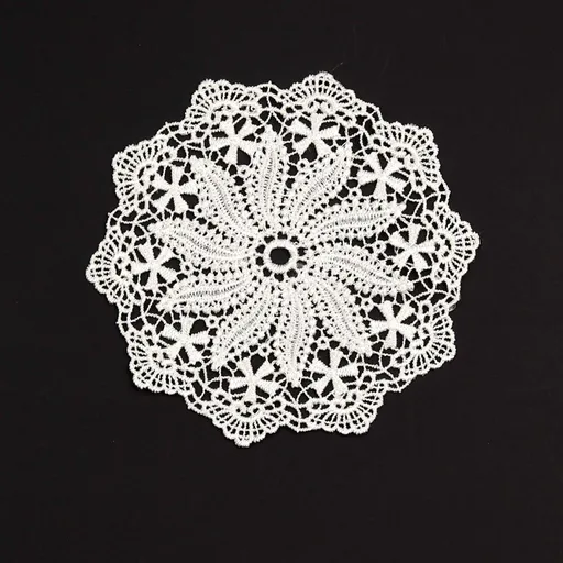 5.5 Inch Geometric Embroidered Lace Coaster (10 Pack) - Elegant Round Dining & Tea Table Mat Doily, Starlight Style