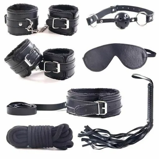 House Of Dasein Bondage Starter Kit Blindfold Gag Flogger Restraints - Black