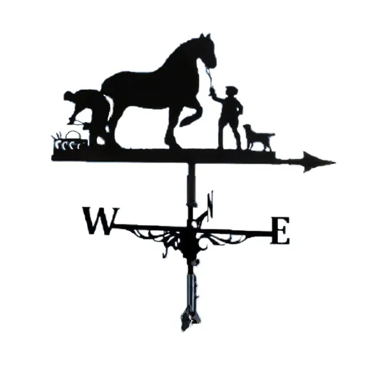Various Shapes of Stainless Steel Creative weathervane, Black Metal Patio roof Outdoor Decorative weathervane (Man and Horse)